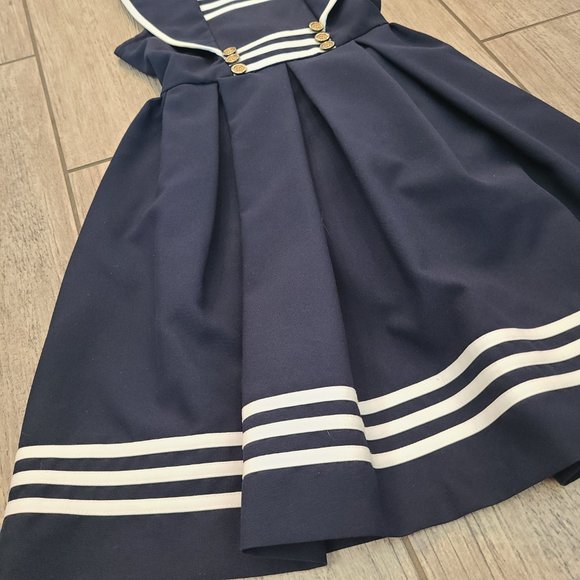Bonnie Jean girls nautical navy blue and white sleeveless dress size 6X - Picture 8 of 11